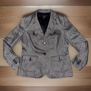 NWOT TALBOTS Gray Tweed Flecked Wool Blend Blazer Jacket